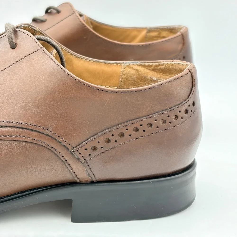 Stacy‎ Adams Mens 10.5 Square Toe Oxfords Brown Leather Memory Foam